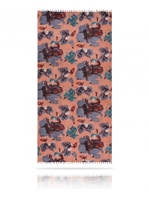 Палантин из тончайшей шерсти БЛАГОРОДНОЕ БЕЛЛИНИ W40-GRANDE.FLEUR/CORAL